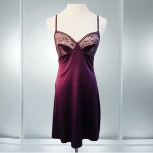 ERES Purple Chemise Lace Slip Nightie Silk Satin Blend Size 10